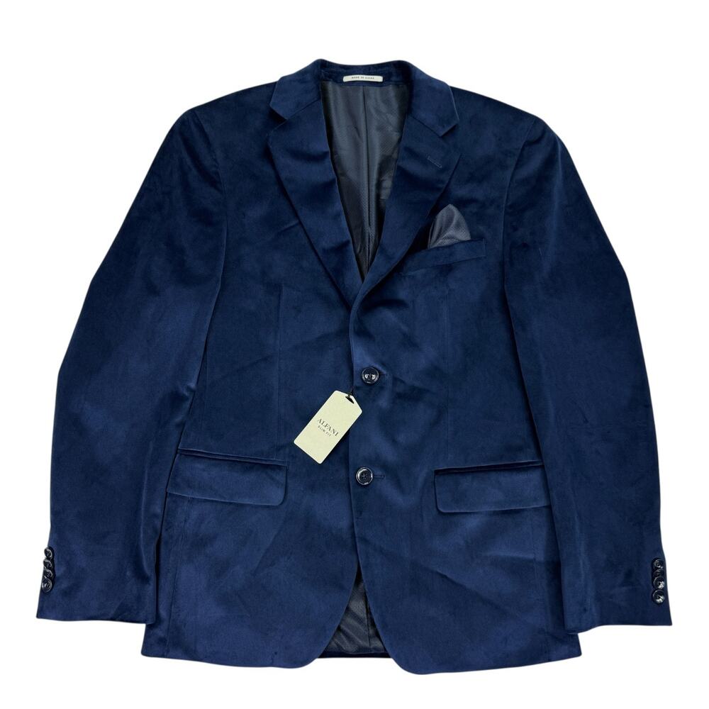 Alfani Mens Slim Fit Solid Velvet Sport Coat Blue 36S